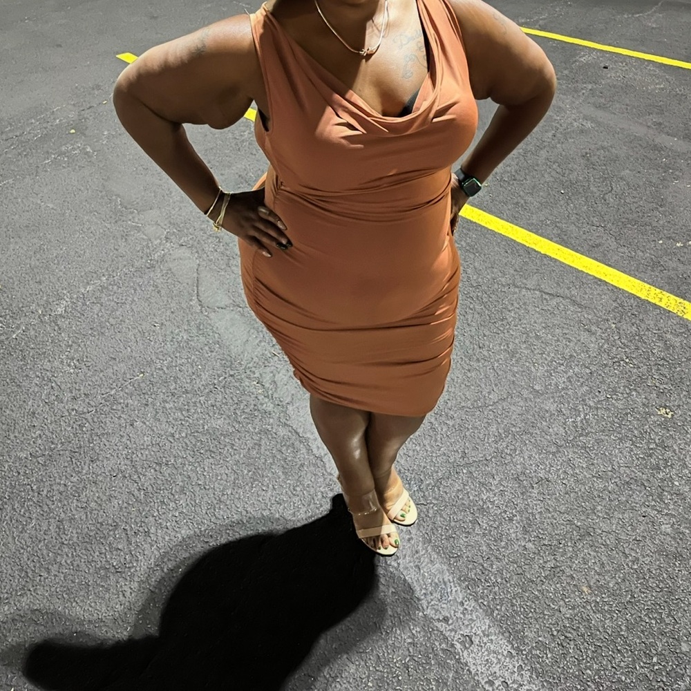 Elegant Sleeveless Rust Dress